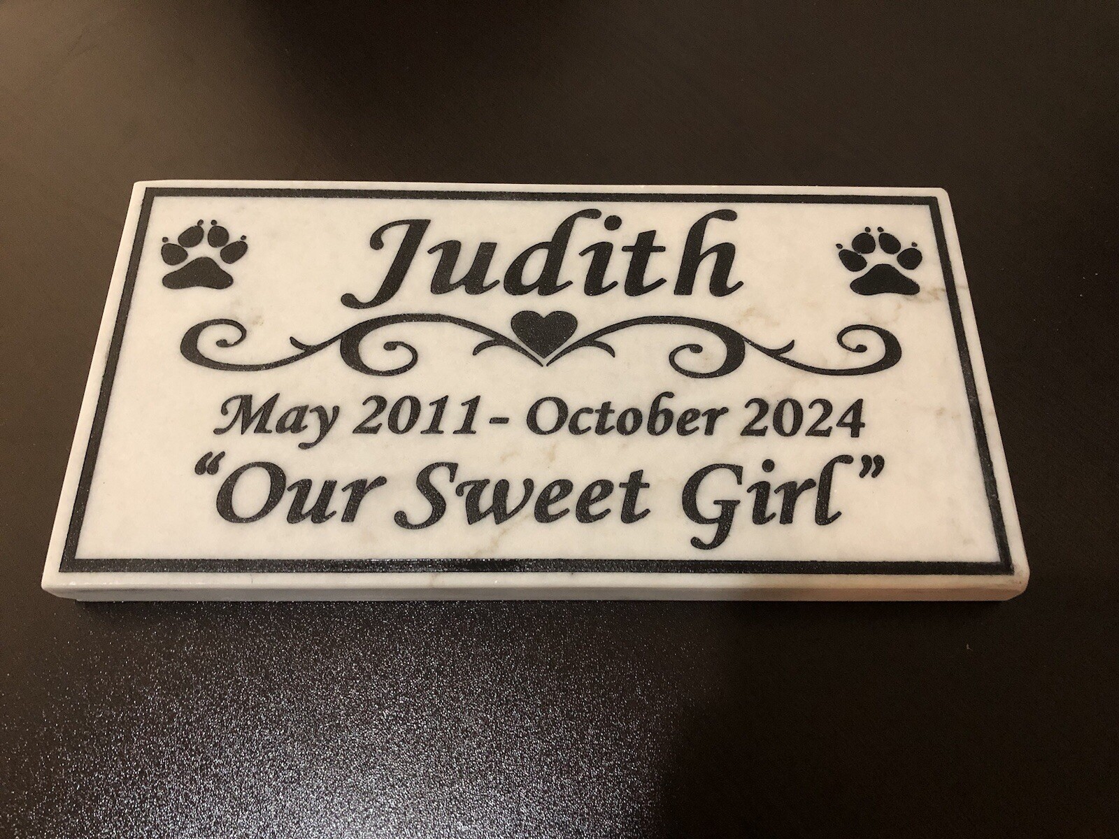12″x 6″x 3/4″ Custom Engraved Stone Pet Memorial,Grave Marker Marble Plaque