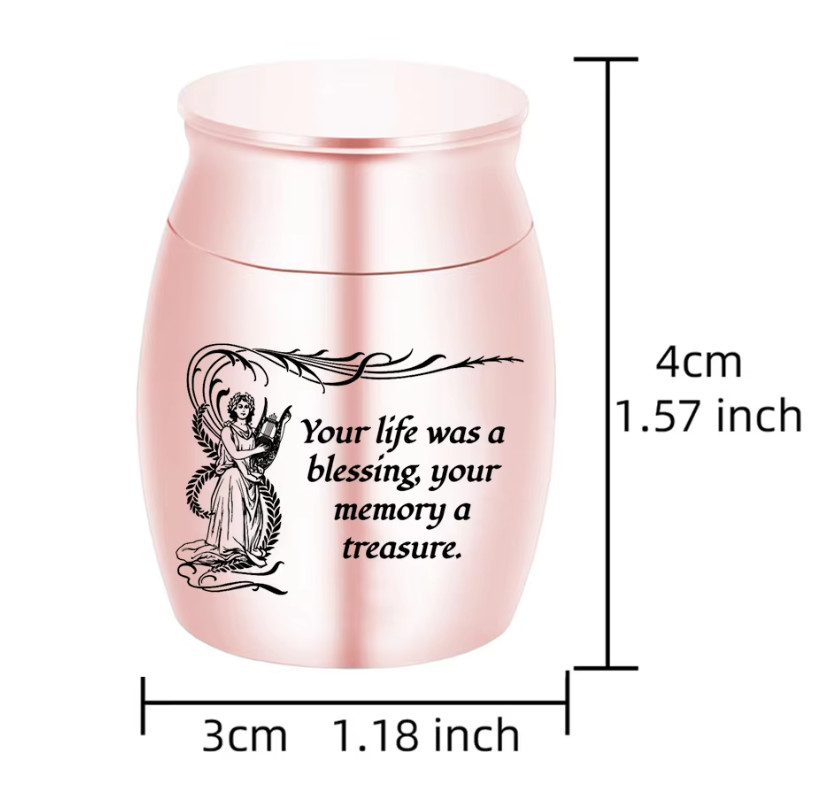 3*4cm Urn Jar Cremation Mini Ash Holder Metal Memorial Gift Family Keepsake