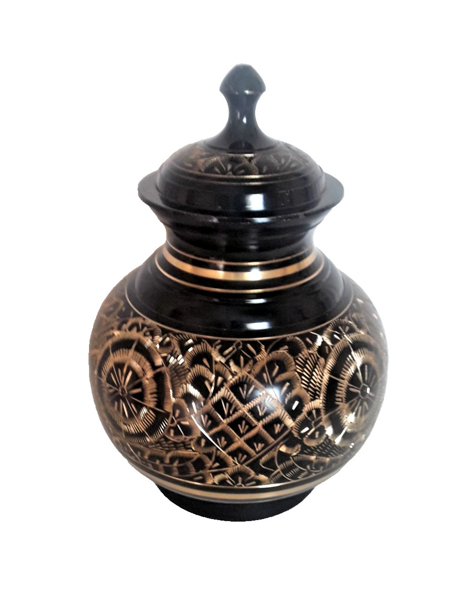 Solid Brass Lacquered Hand Etched Pet Memorial Urn Remembrance Screw On Lid