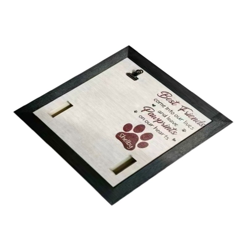 Pet Memorial Frame 9x9Inch for Dog Cats Photo Display with Collar Holder Gift