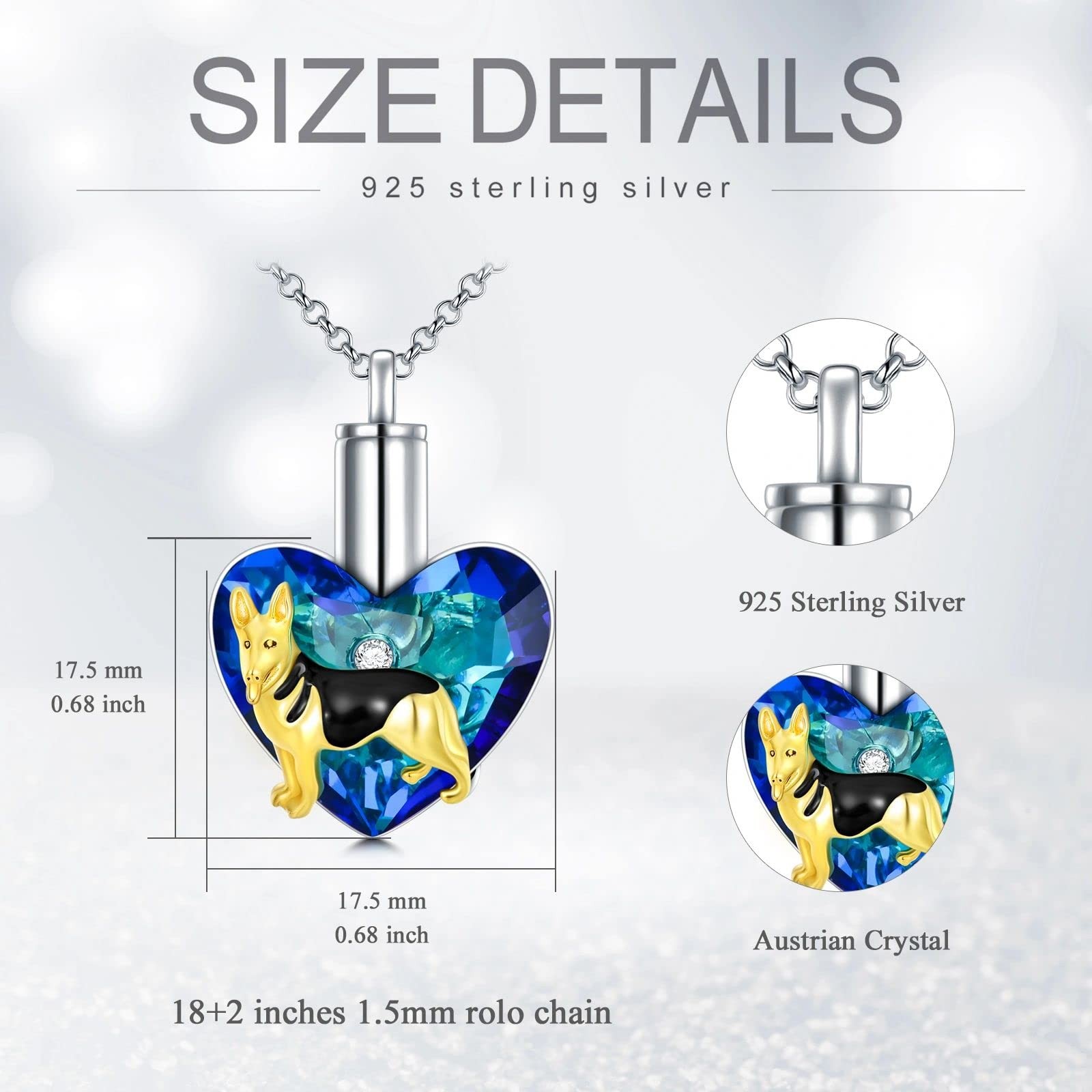 Aoboco Sterling Silver Dog Urn Necklace For Ashes Dog Memorial Keepsake