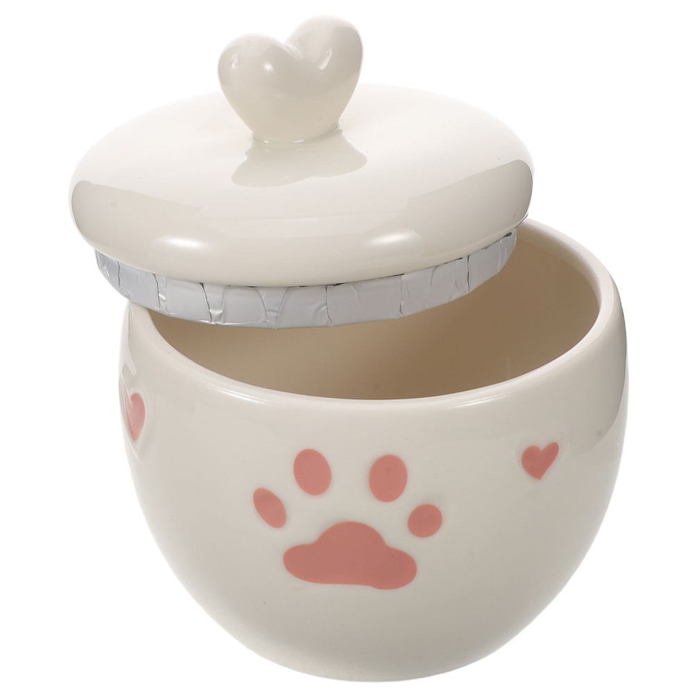 Cat Urns for Ashes – 600ML/20oz Ceramic Urn for Cats and Dogs with Pink Heart &