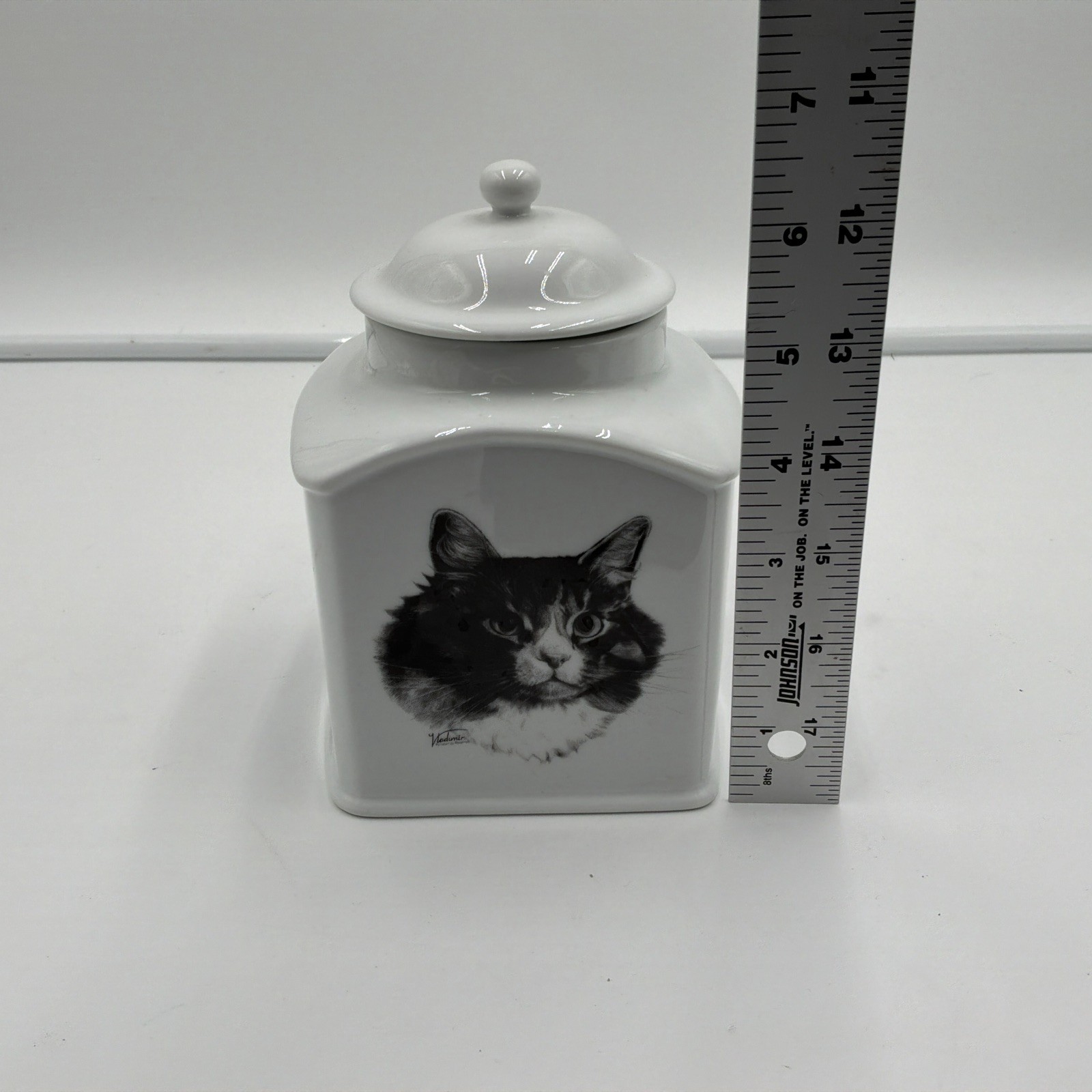 Rosalinde Rainbow Bridge Cat Urn Porcelain Pet Memorial Keepsake Jar USA