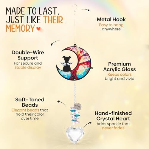Pet Memorial Crystal Suncatcher – Dog Angel Rainbow Bridge Sympathy Gift, Bereav