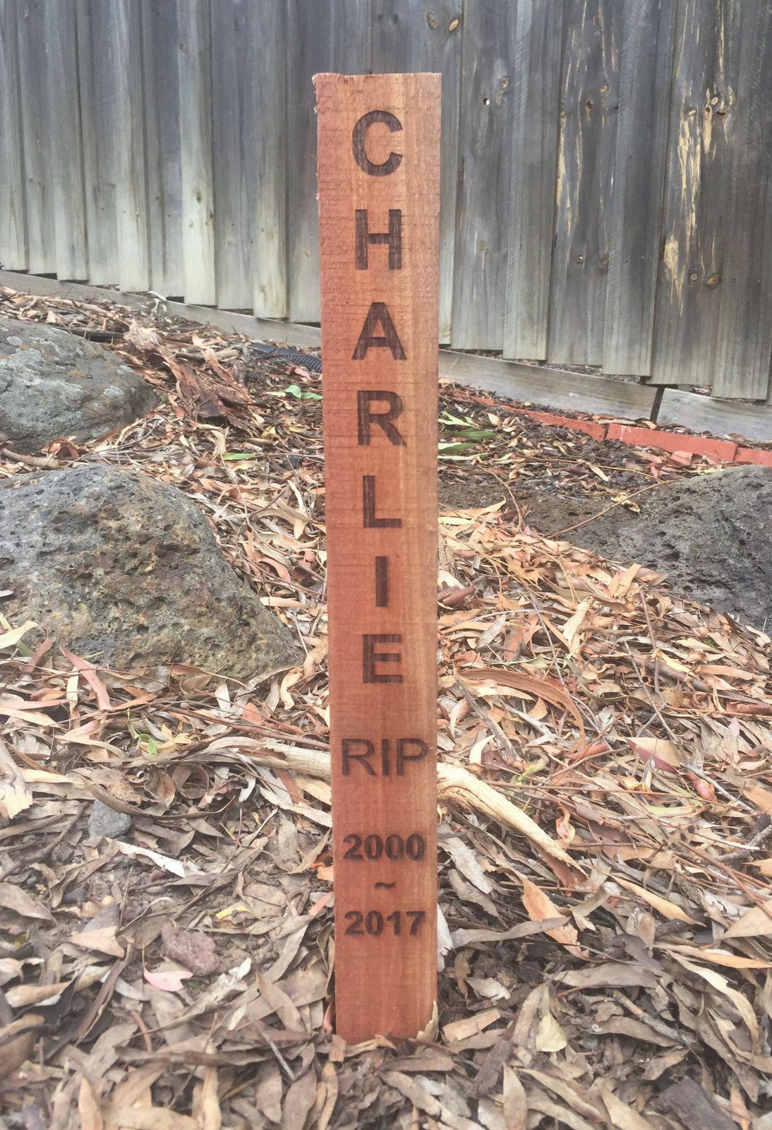 Pet Memorial Garden Stake Hardwood outdoor memorial personalised engraved