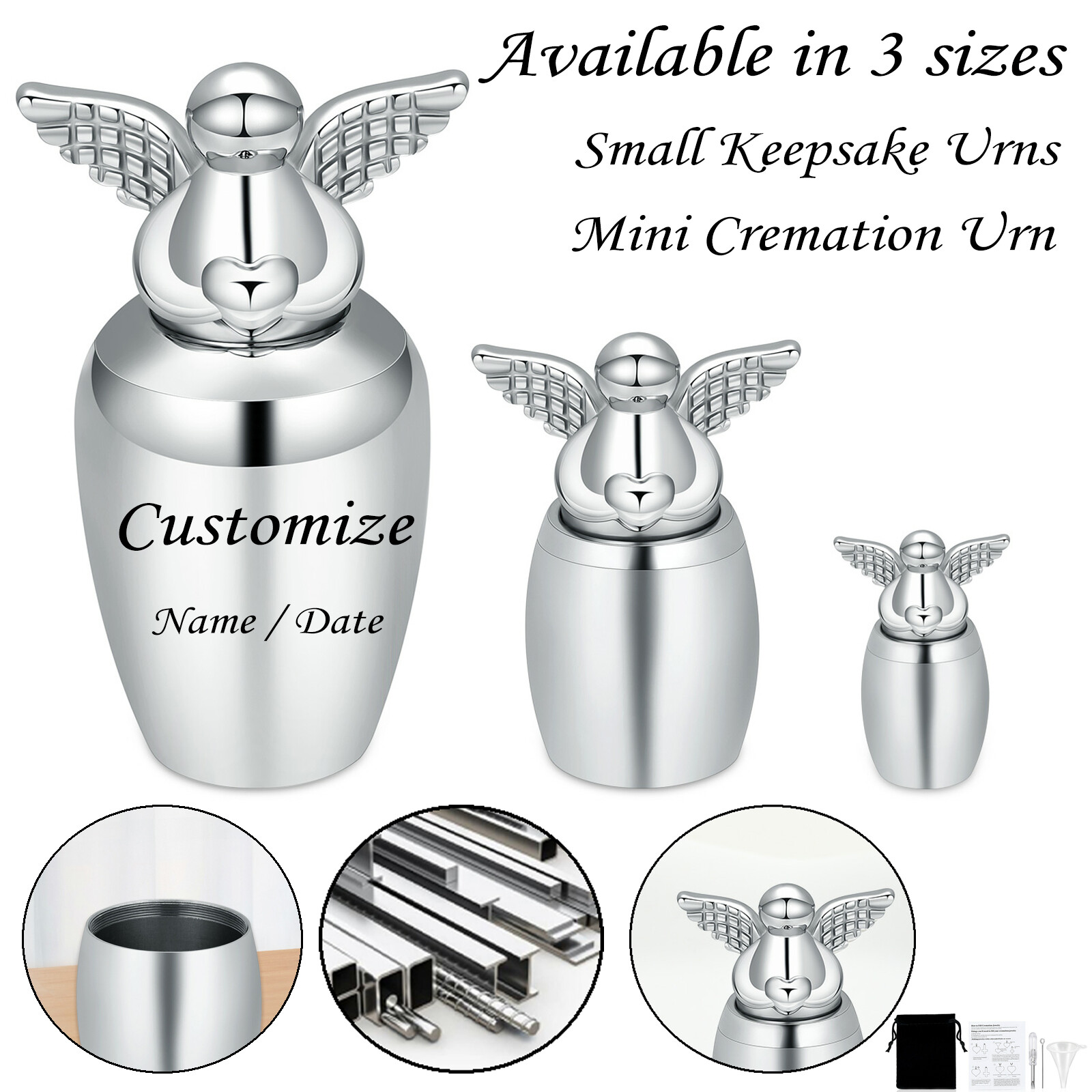 Small Angel Keepsake Urns for Human Ashes Memorial Mini Cremation Urns for Ashes