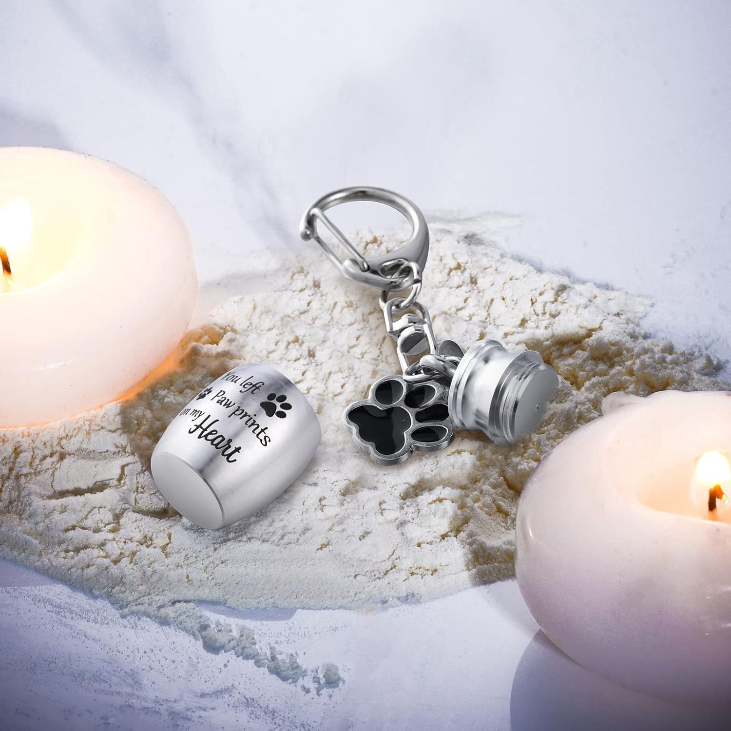 2 Pcs Pet Dog Urns Keychain for Ashes with 2 Storage Bags Small Cat Cremation Ke