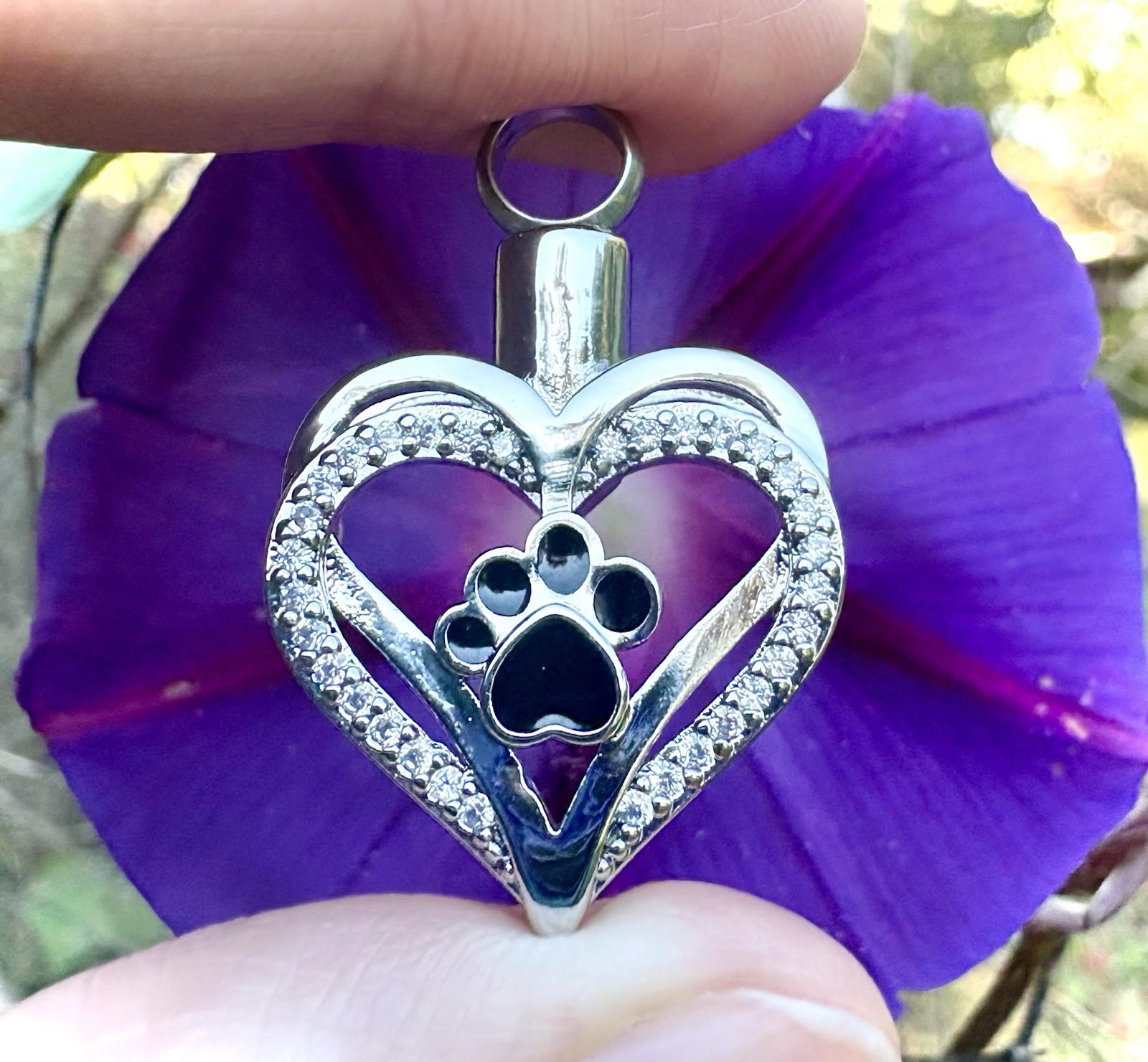 Pet Cremation Jewelry Necklace Pendant Urn Holds Ash Paw Print Dog Cat Heart