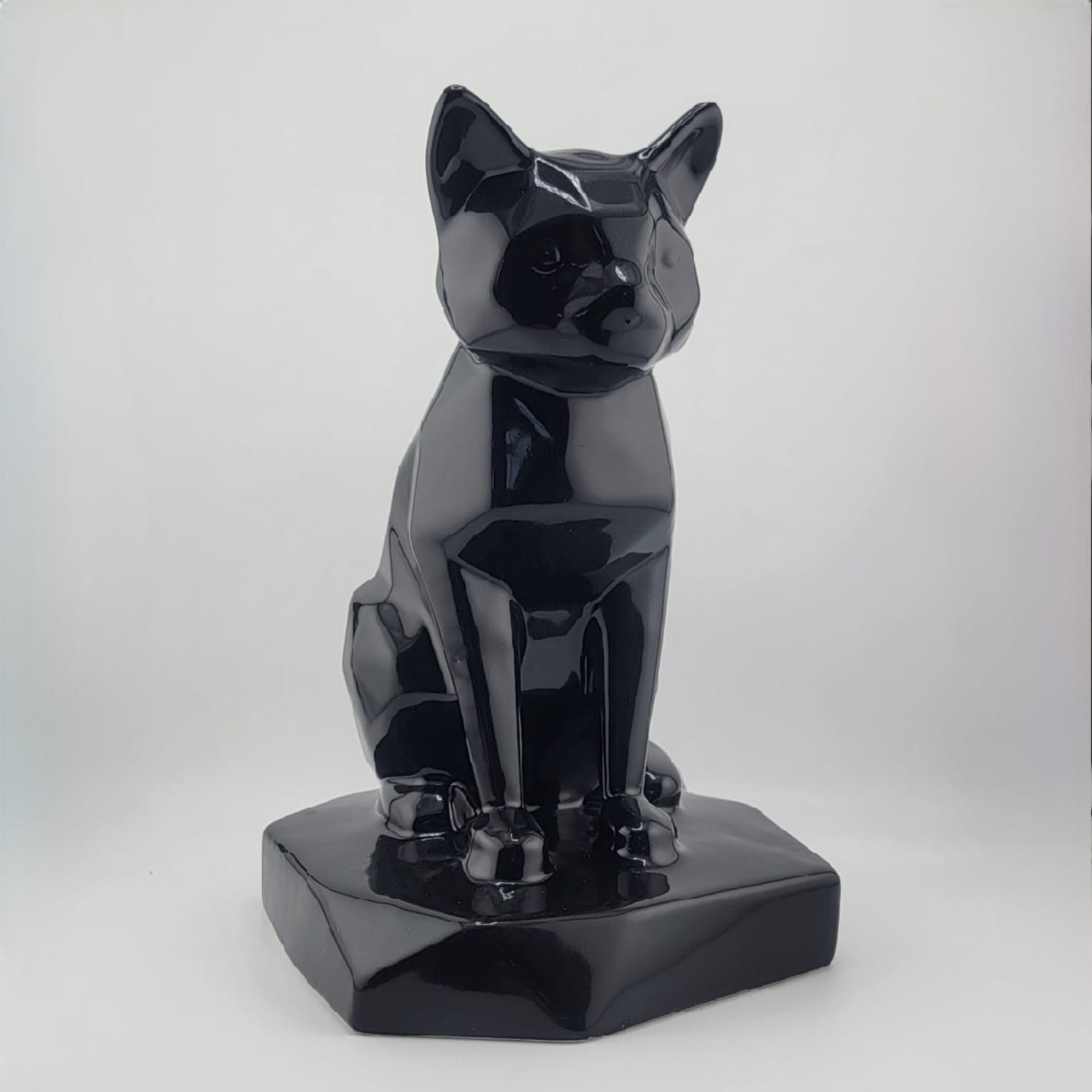 Pet Ashes Urn Geometric Cat Memorial – Glossy Ceramic – Black / White