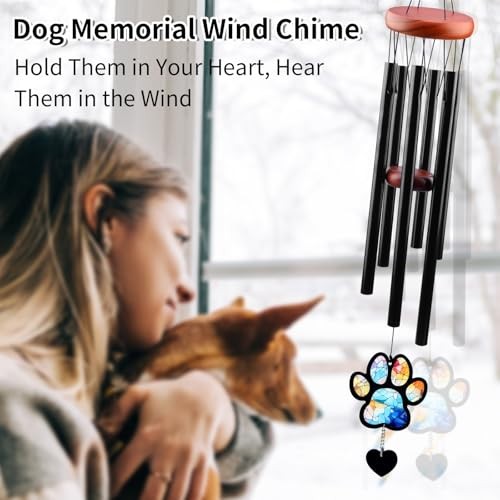 Pet Memorial Wind Chime Dog Loss Sympathy Gift 26 Inch Paw Remembrance Decor