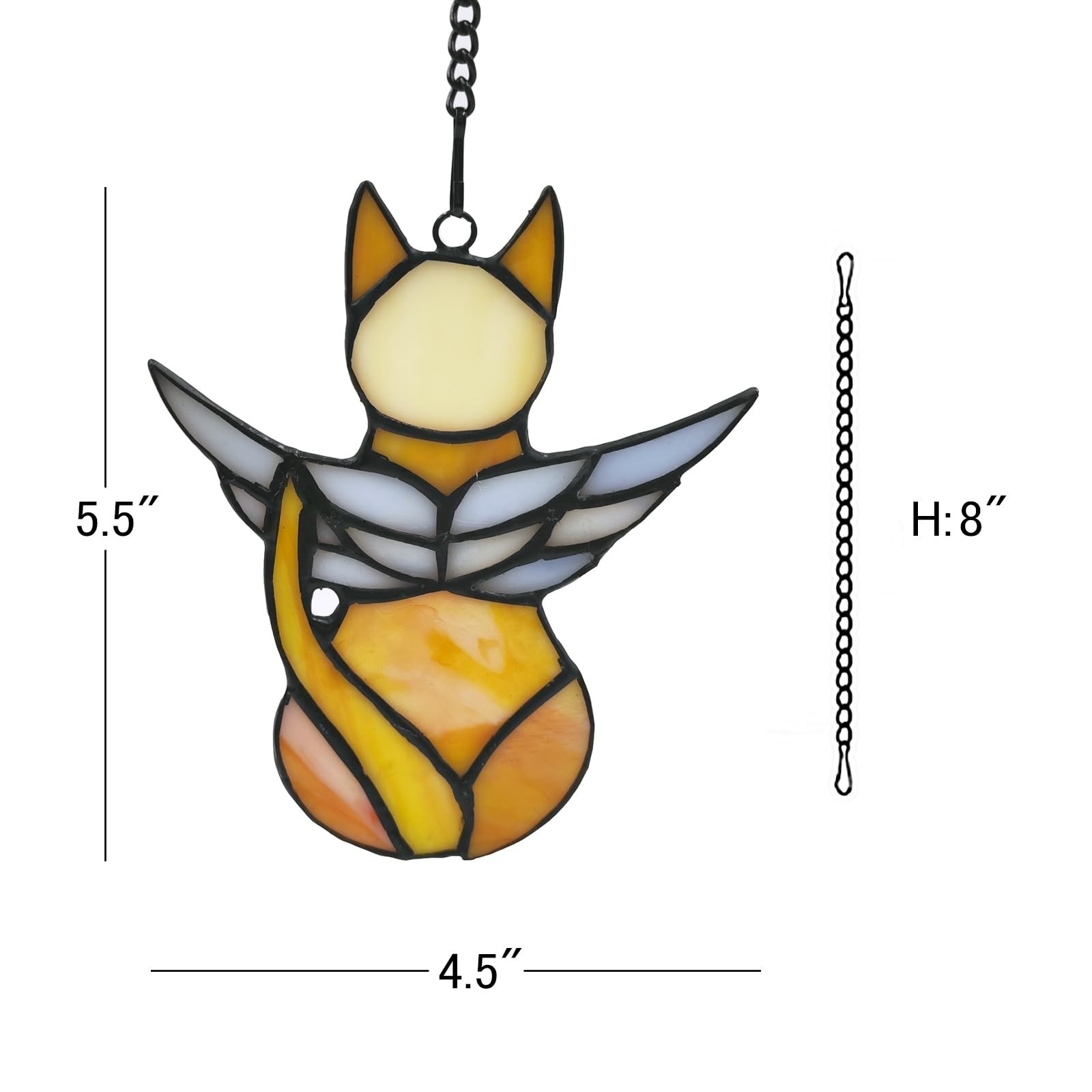 Handcrafted Stained Glass Orange Angel Cat Suncatcher – Pet Memorial Gift wit…