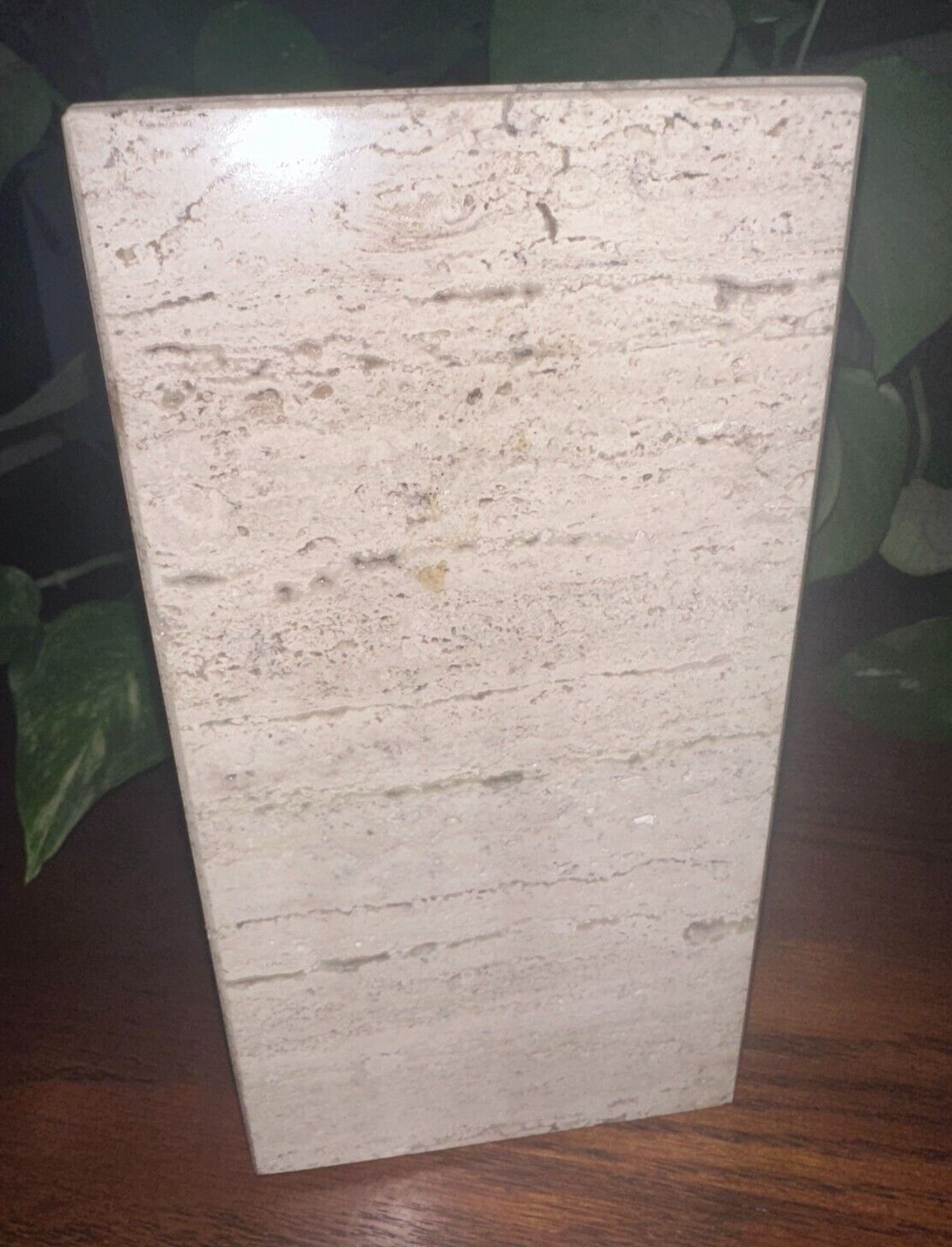 Natural light travertine marble rectangle pet urn memorial dog cremains handmade