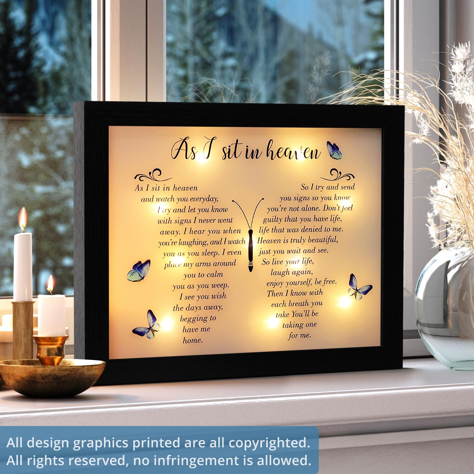 Memorial Gifts LED Shadow Box – Sympathy Gift in Memory of Loved One Gifts, R…