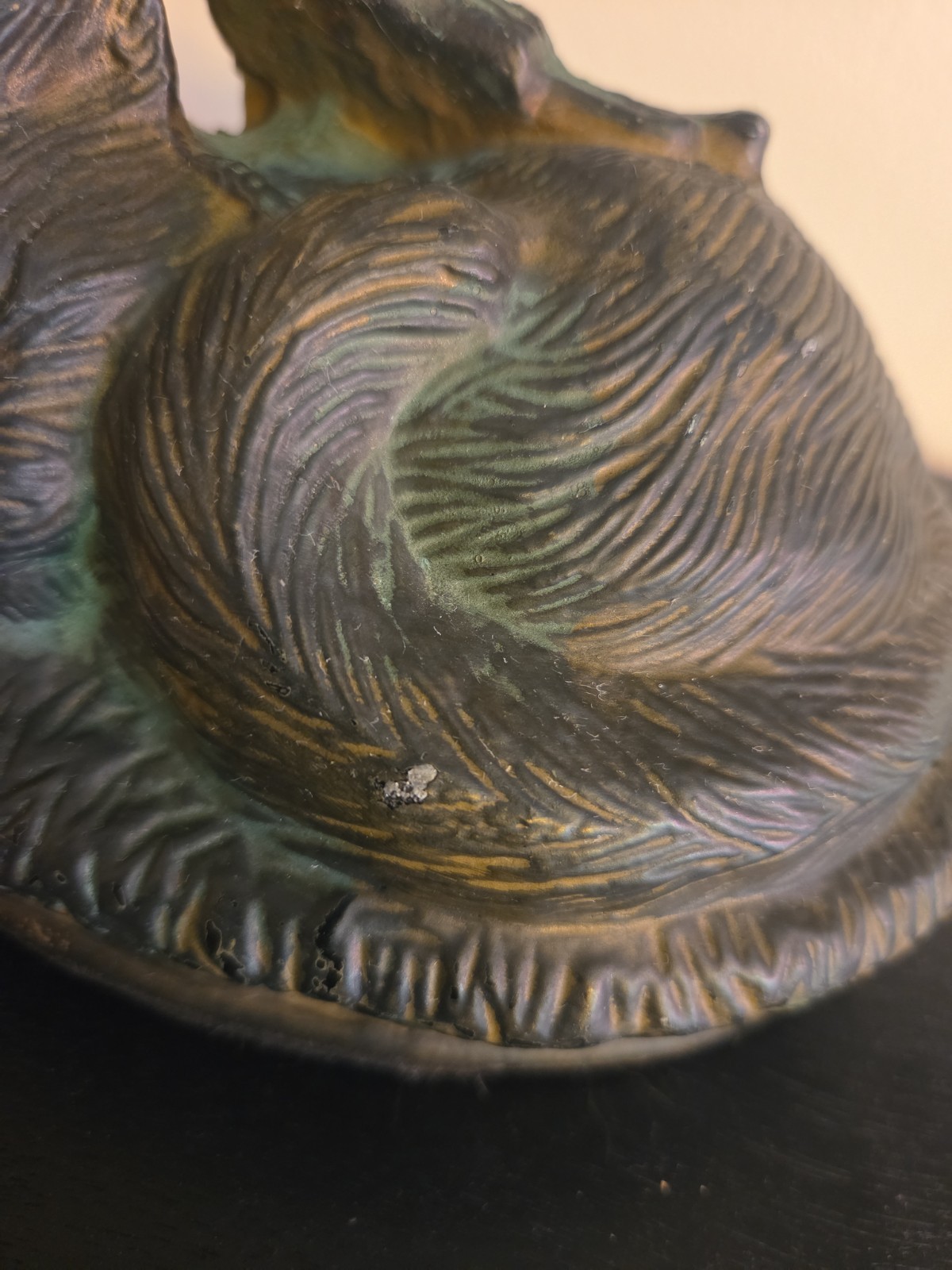 Angel Cat Sleeping in Basket Bed Bronzed Cremation Urn Memorial Figure 6.5″x4″