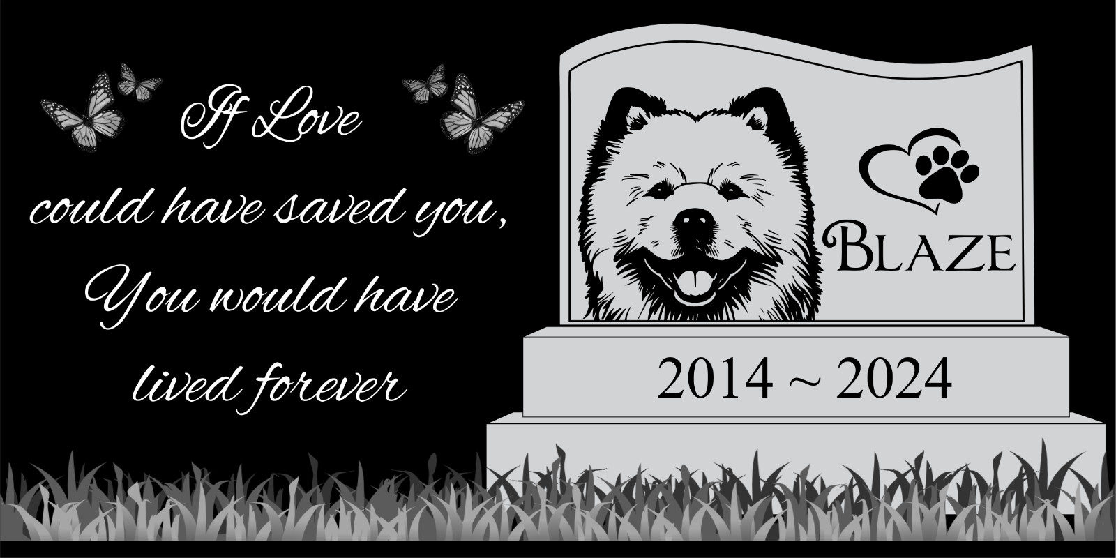 Pet memorial Engraved Marker, headstone Granite gravestone Australian Shepherd