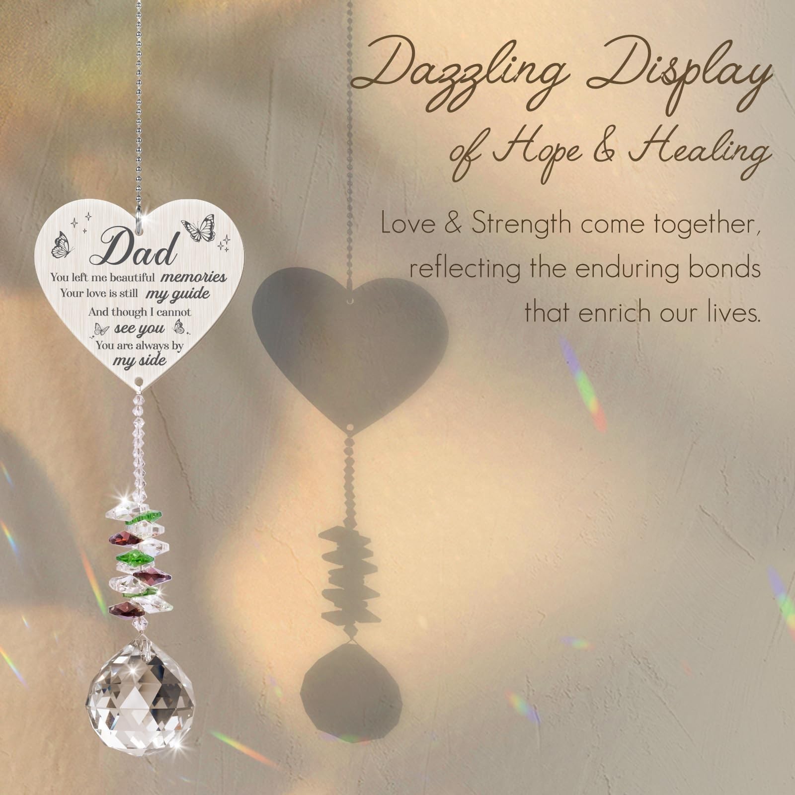 Memorial Gifts for Loss of Dad,Memorial Crystal Suncatcher Ornament, Sympathy…