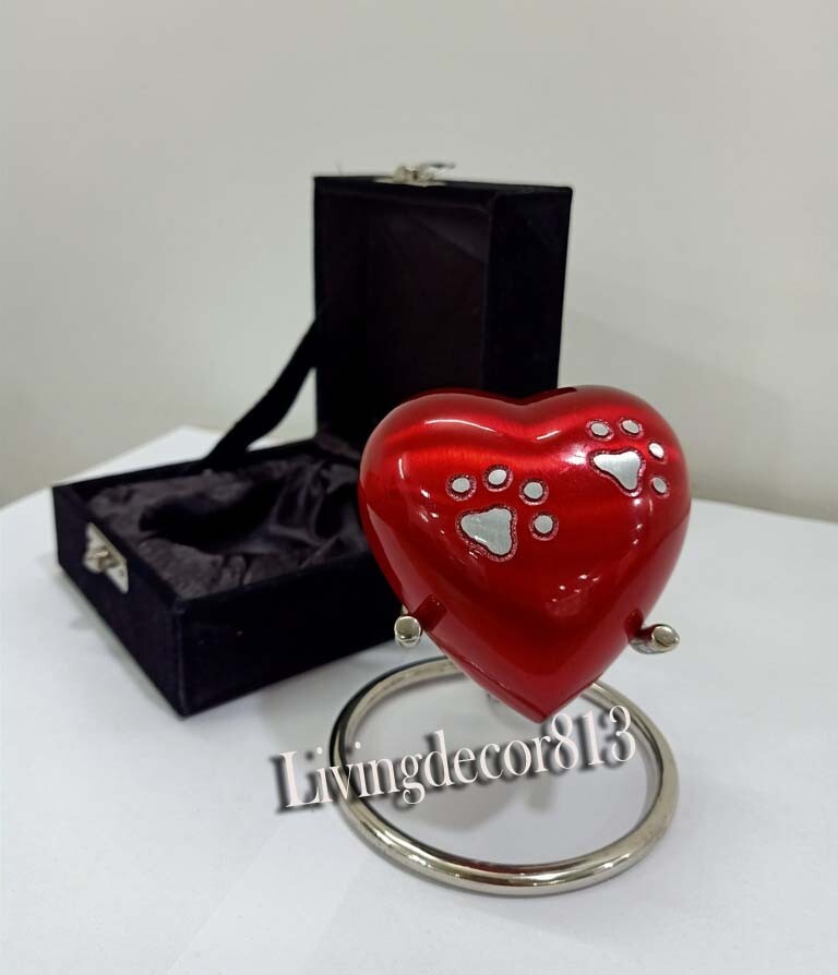 Red Footprint Small pet Marks Urns for Human Ashes – Mini Urns Human Ashes Heart