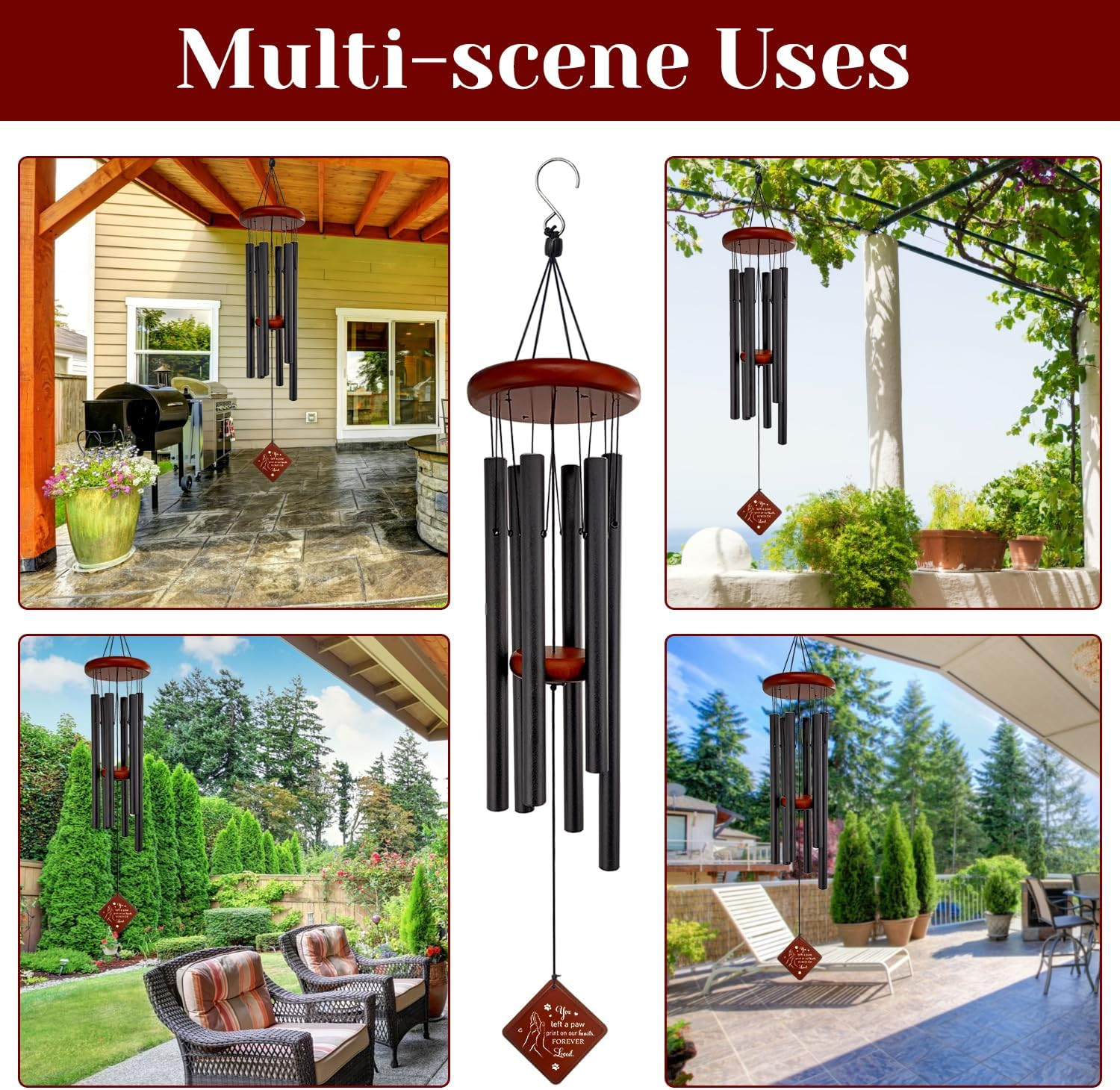 Pet Memorial Gifts for Loss of Dog, 26″ Pet Memorial Wind Chimes for Outside, Lo