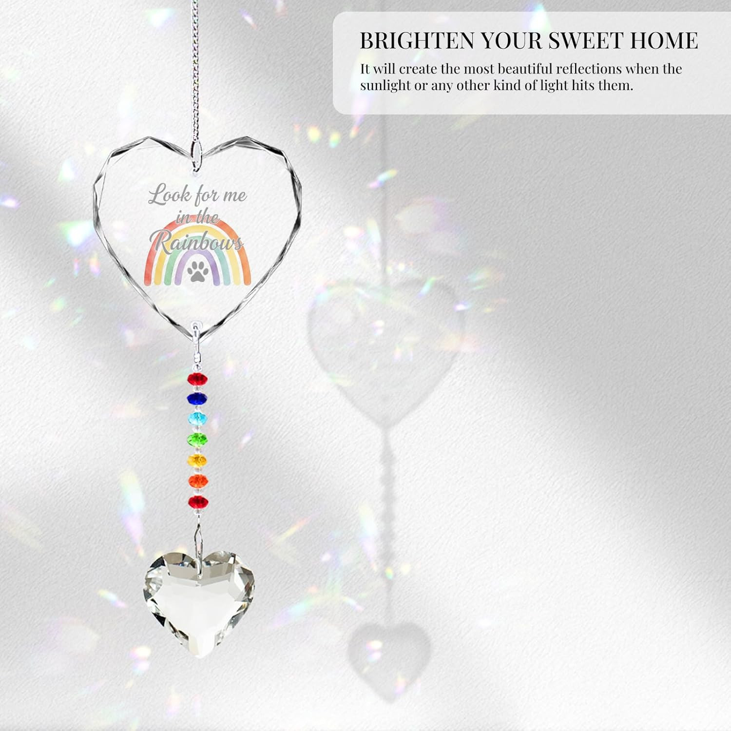 Pet Memorial Gifts Dogs Cats Look Me in the Rainbows Crystal Suncatcher Pet Loss