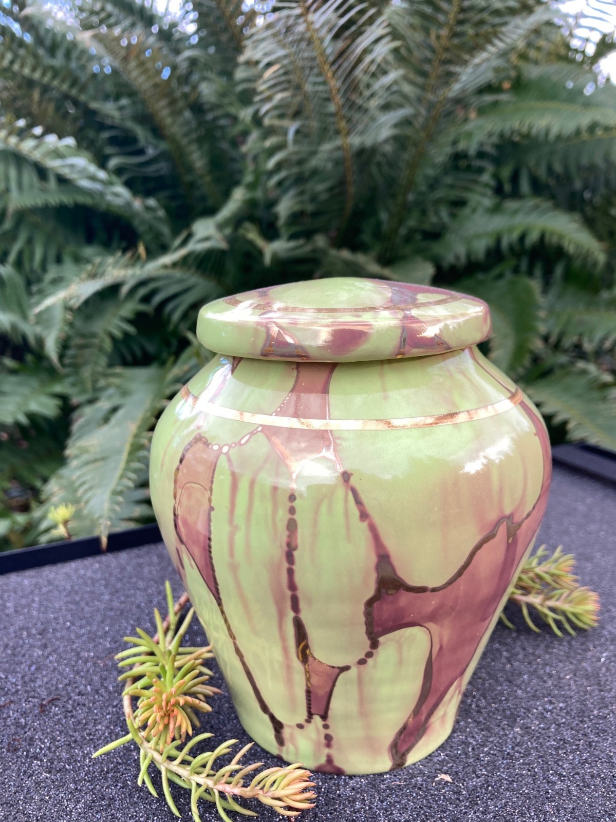 Handmade Ceramic Cremation Urn in Royal Purple, small size for pet ashes, 50 ci