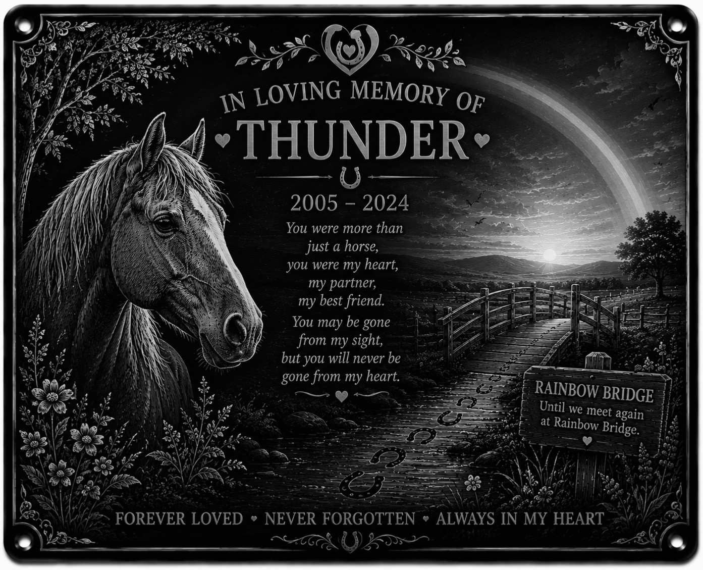 Personalised Pet Memorial Plaque Custom Photo Engraved Aluminium Dog Cat Horse