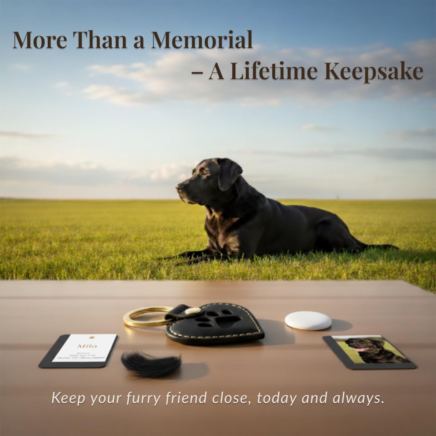Pet Fur Keepsake Keychain – Dog Hair & Cat Fur Memory Charm, Pet Memorial Gift f