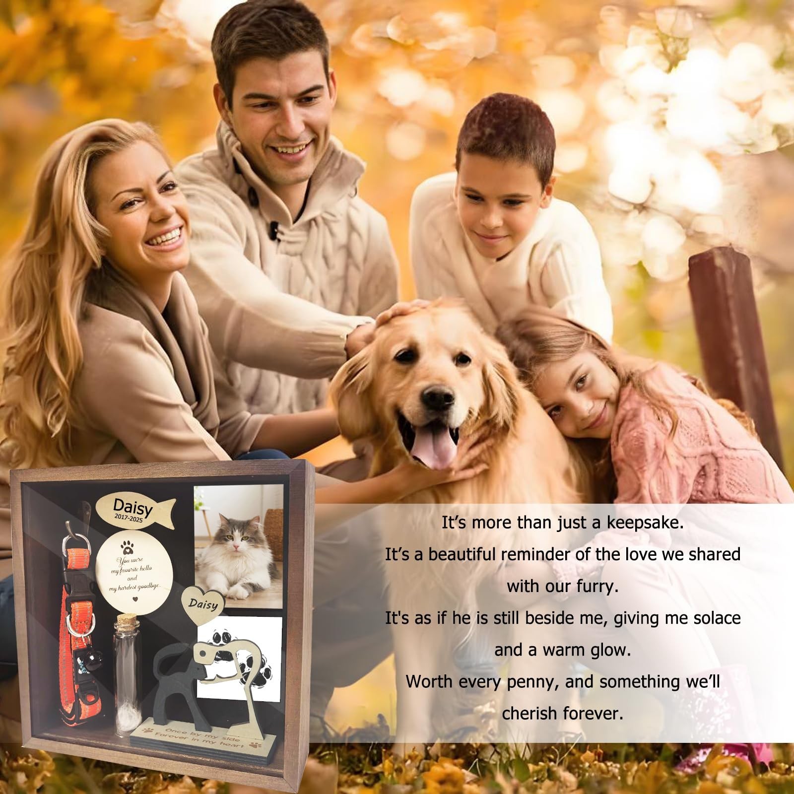 8.6” Pet Memorial Shadow Box for Dogs, Dog Memorial Picture Frame Loss Pet S…