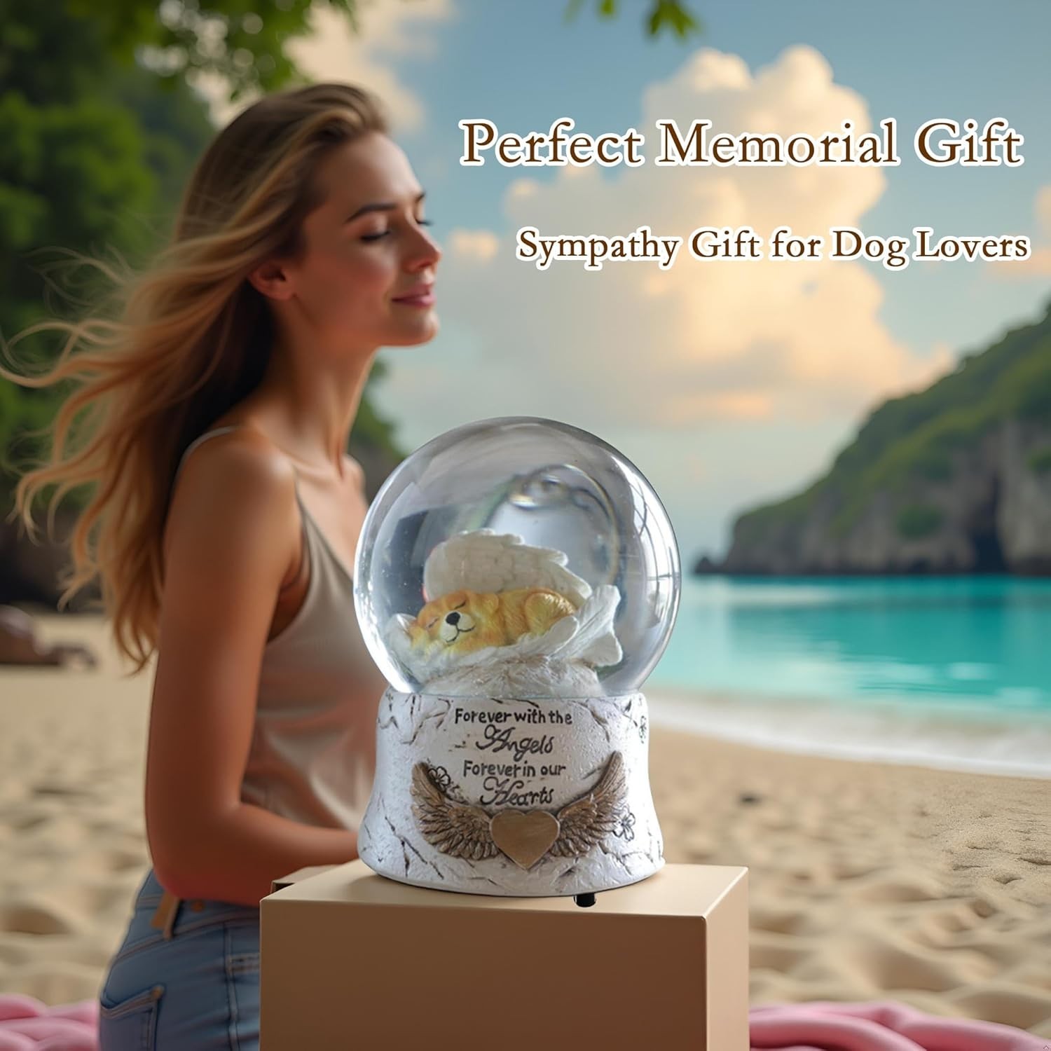 Indoor Angel Dog Music Globe – Heartfelt Memorial for Your Beloved Retriever