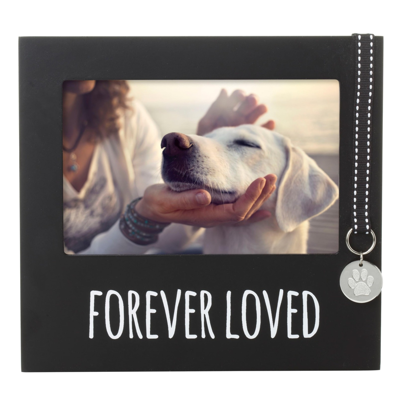 Pearhead Pet Memorial Picture Frame Forever Loved Dog Remembrance Keepsake Black