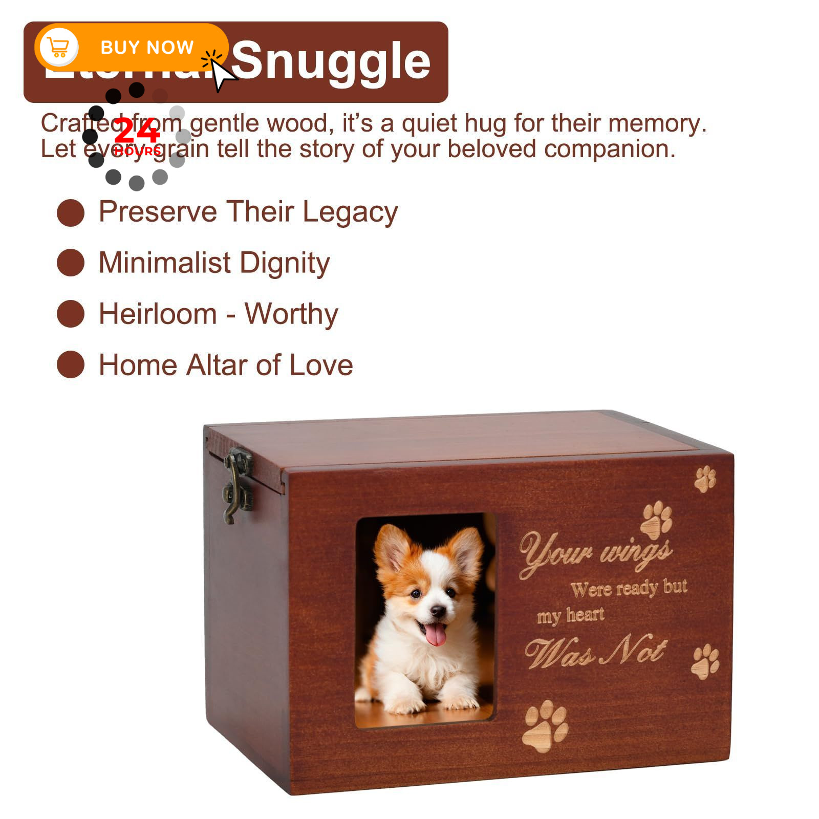 MFBJXC Pet Memorial Urns for Dog or Cat Ashes, Large Wooden Funeral Brown