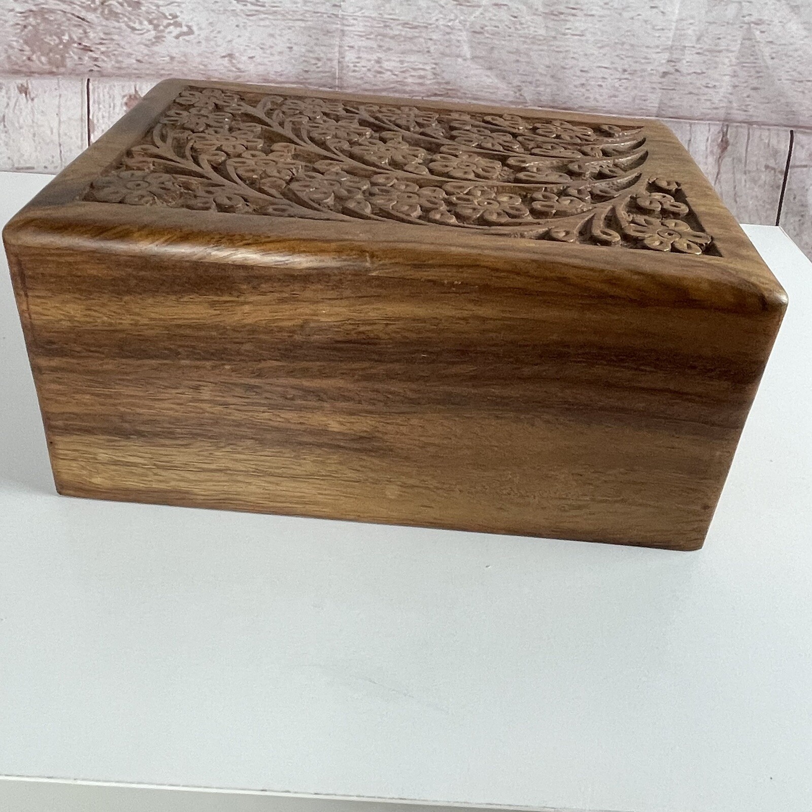 Tree of Life Pet Urn Medium Keepsake Engraved Wooden Natural Rosewood Box