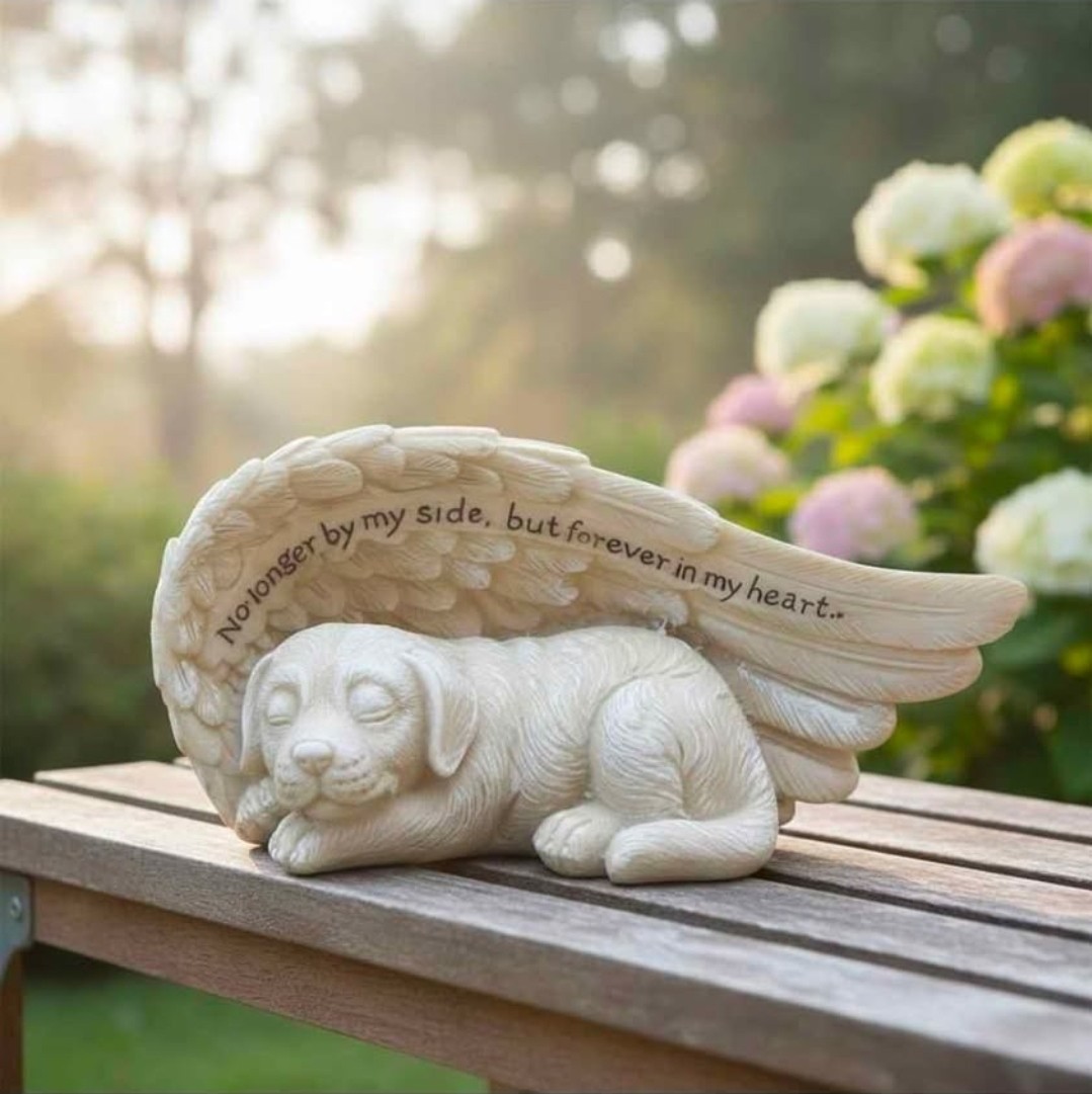 Pet Memorial Gravestones for Dog with Angel Wings Tombstone Garden Statue NEW