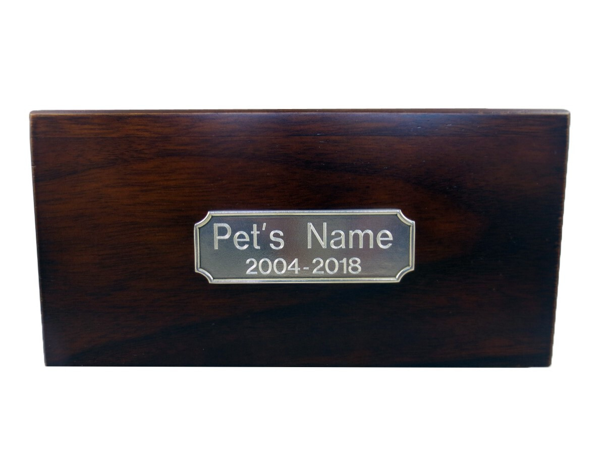 Beautiful Paulownia Wood Personalized Urn w/Brown-White Cocker Spaniel Figurine