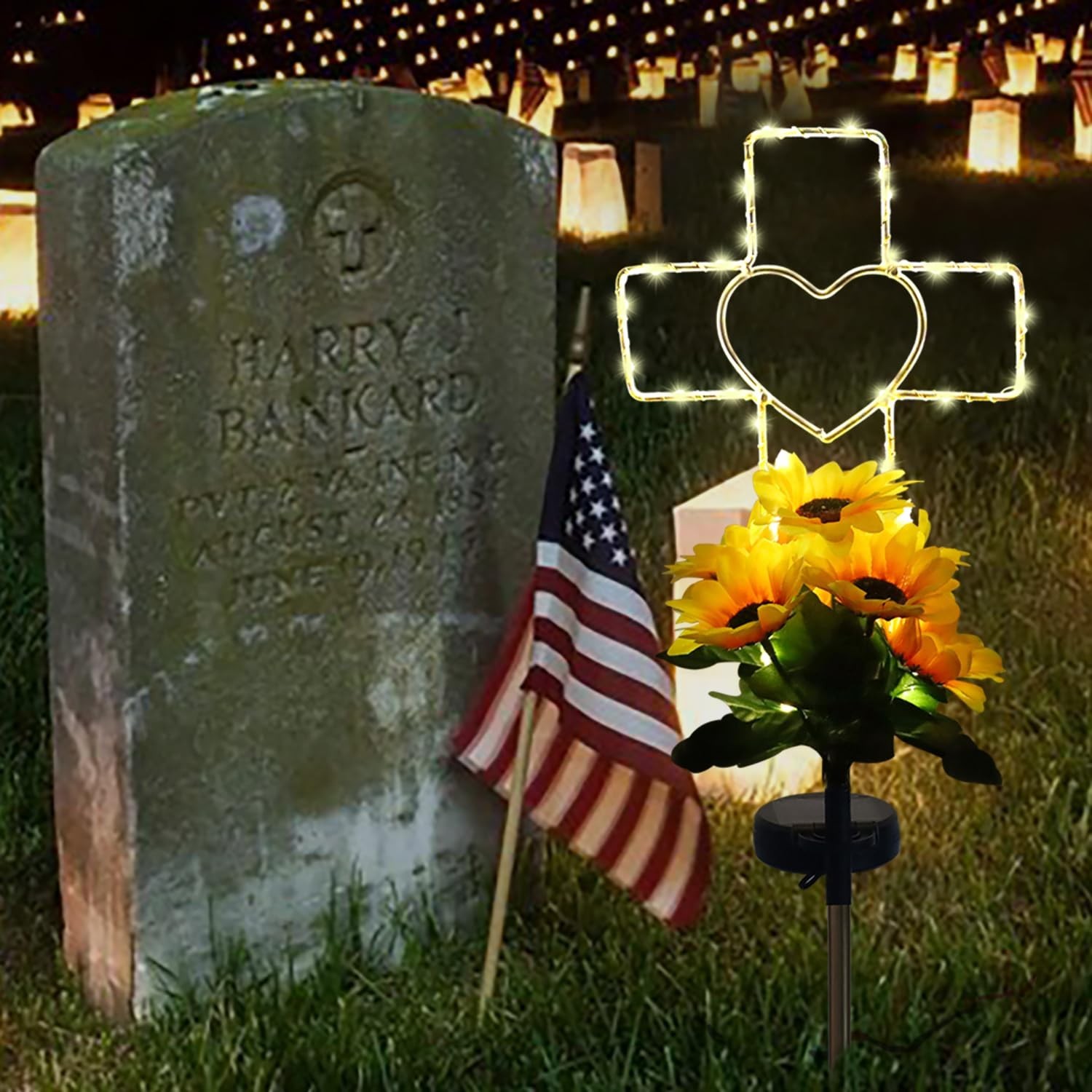 Lmtocs Solar Cross Cemetery Decorations for Grave, Memorial Sympathy Gift for…