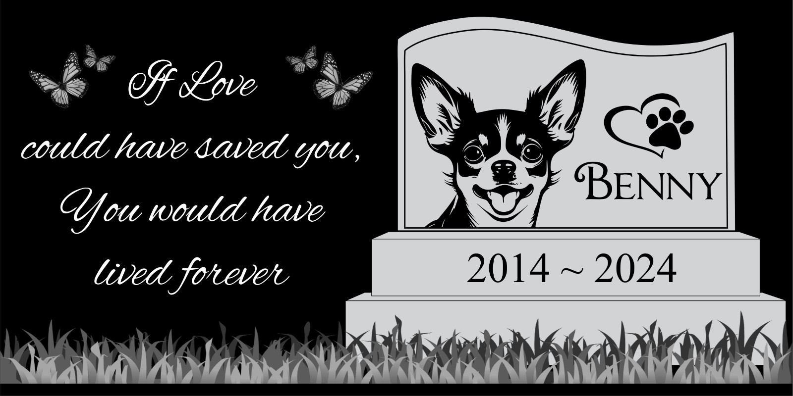 Pet memorial Engraved Marker, headstone Granite gravestone Australian Shepherd