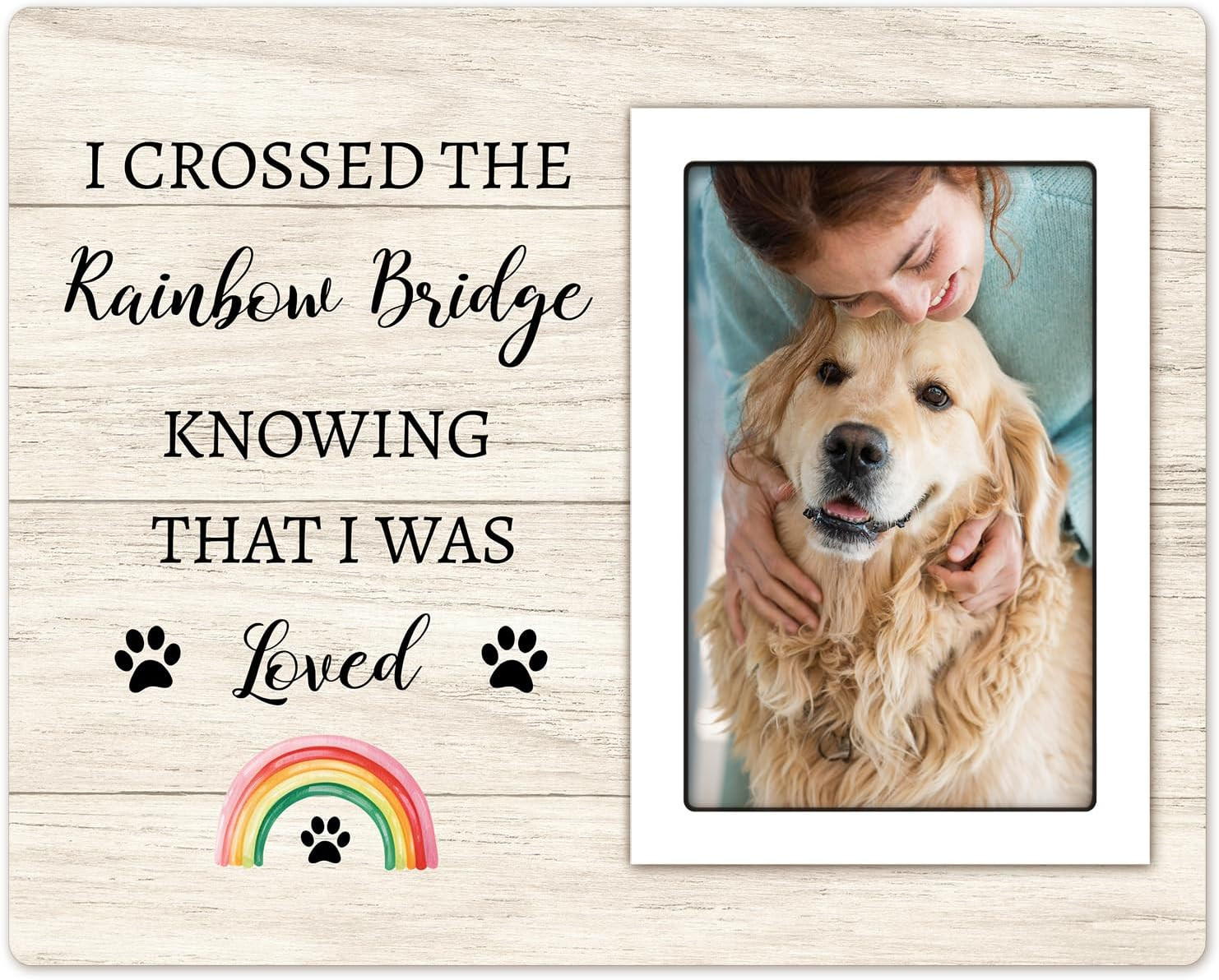 Rainbow Bridge Pet Memorial Gifts Picture Frame – Dog Memorial Gifts for Loss