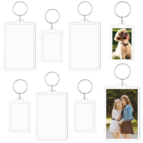 6PCS Acrylic Photo Frame Keychain Holder, 2 Size Personalized Custom Picture