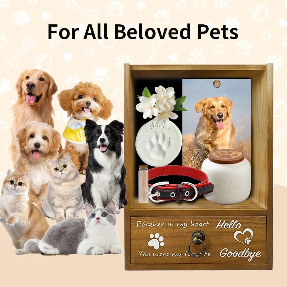 Pet Memorial Shadow Box 9.25×13 Memorial Gift Frame Pet Urn for Dogs & Cats Reme