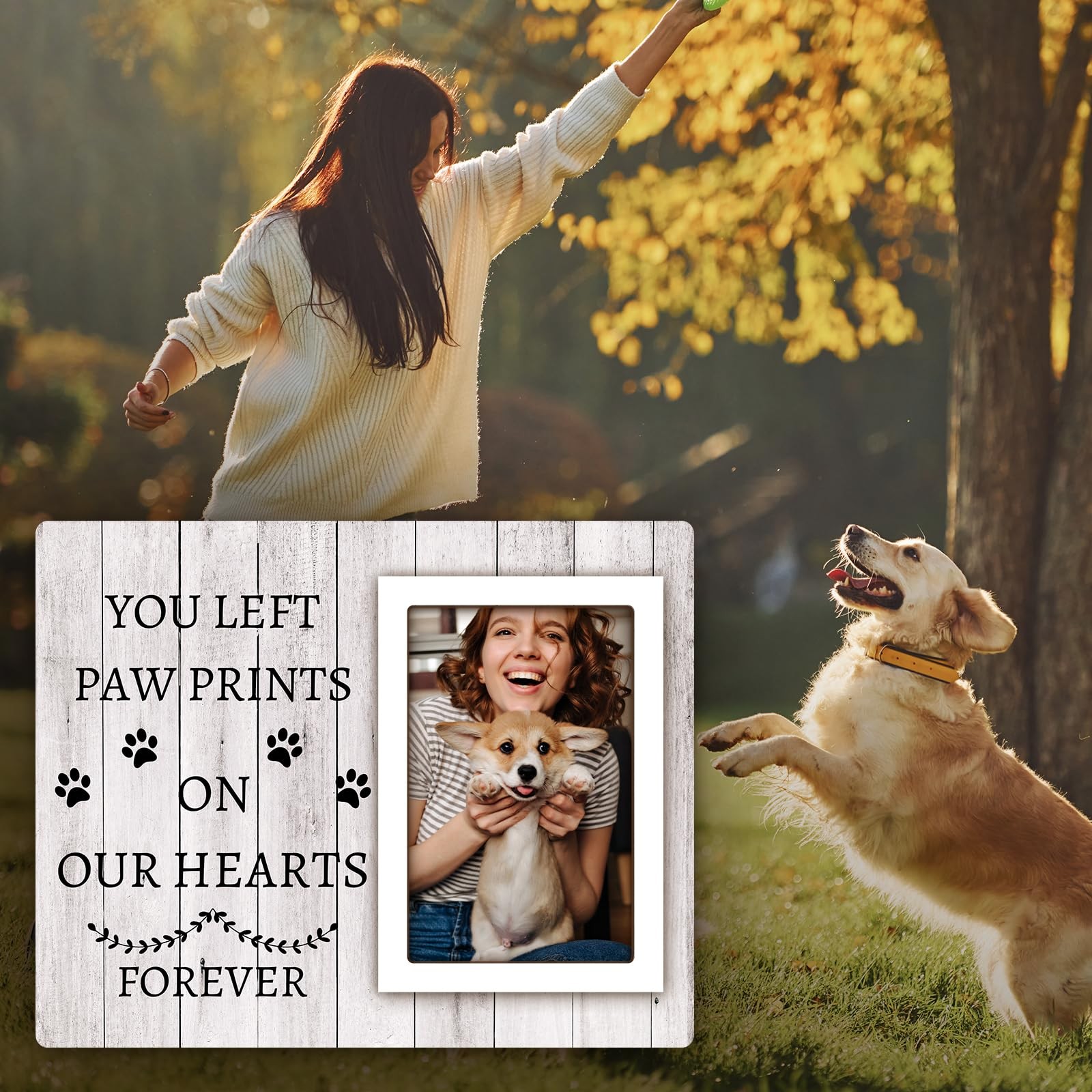 Dog Memorial Picture Frame 4×6 Pet Remembrance Sympathy Gift With Paw Prints