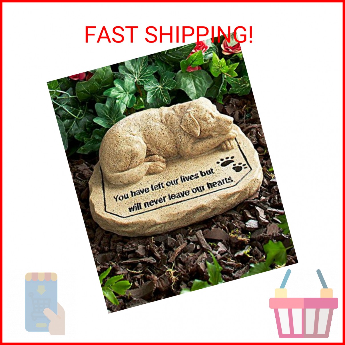 CT DISCOUNT STORE Pet Memorial Stone (Adorable Dog Memorial Stone)