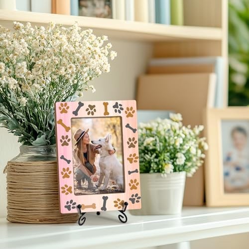 Pet Picture Frame 4×6 Wood – Dog Paw Prints, Gift for Dog Lover, Pet -A