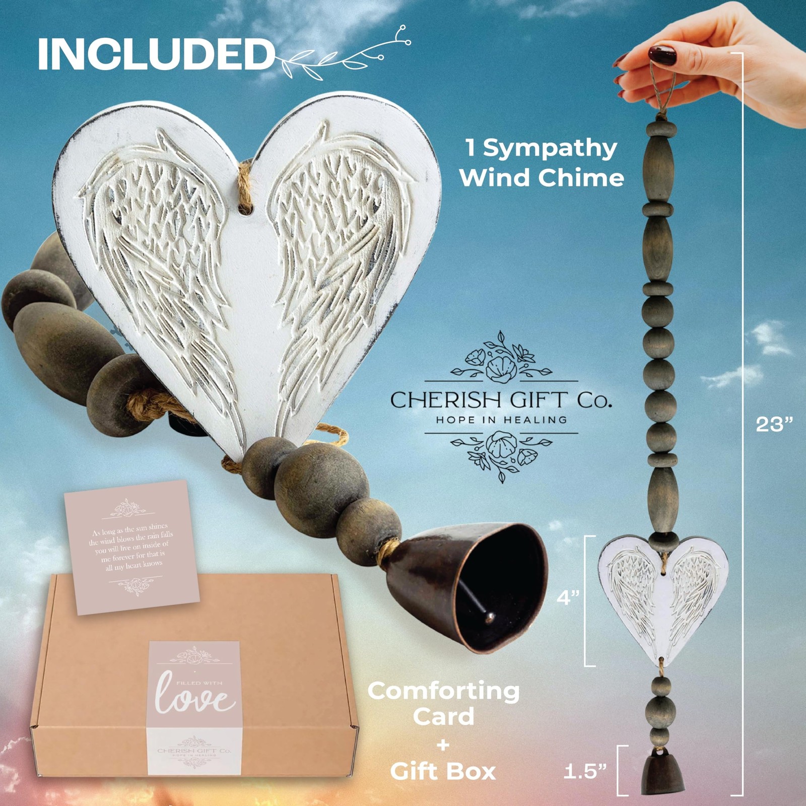 Sympathy Wind Chime – Modern White Memorial Gift for Loss of Mom, Dad, Husban…