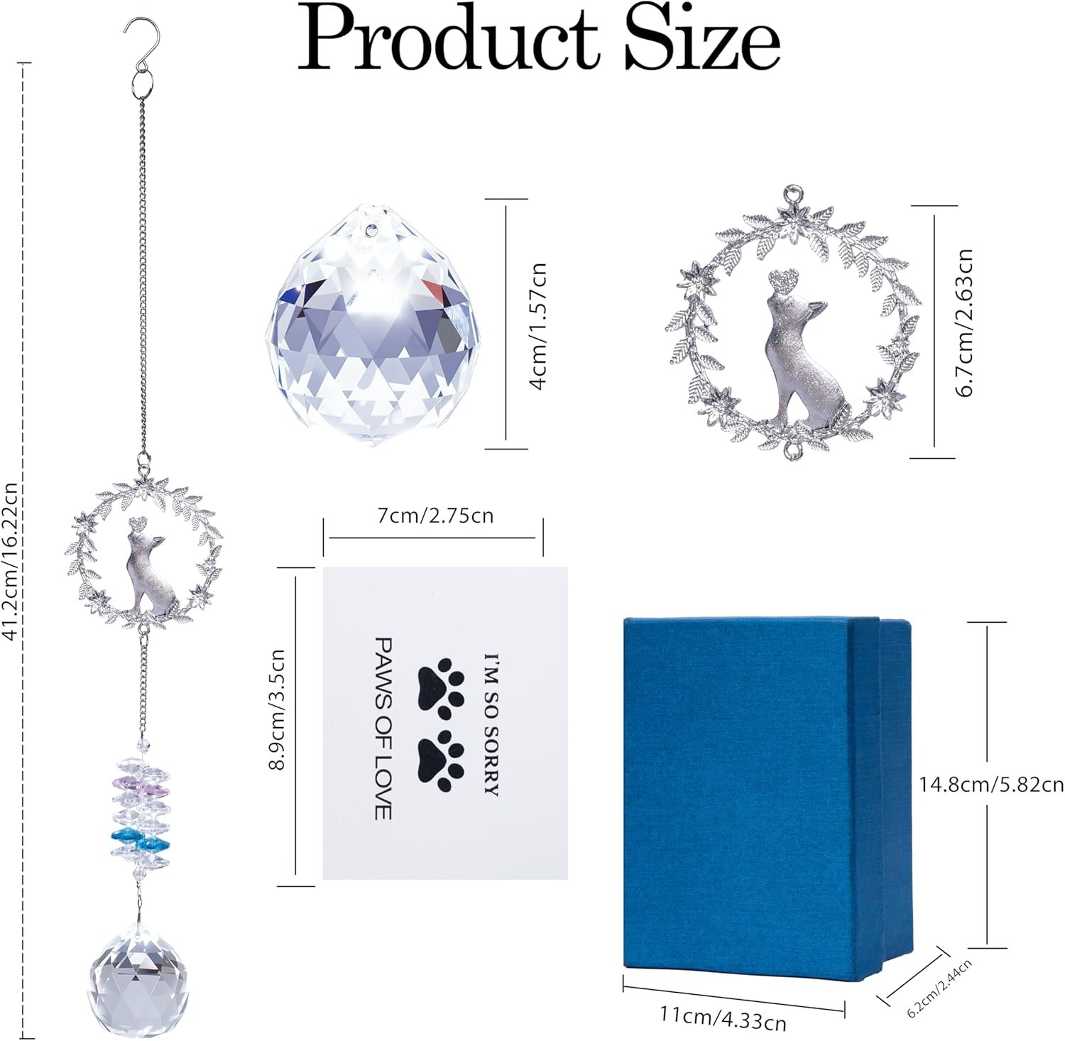 Pet Memorial Suncatcher – 3D Wreath & Crystal Prism, With Card and Gift Box