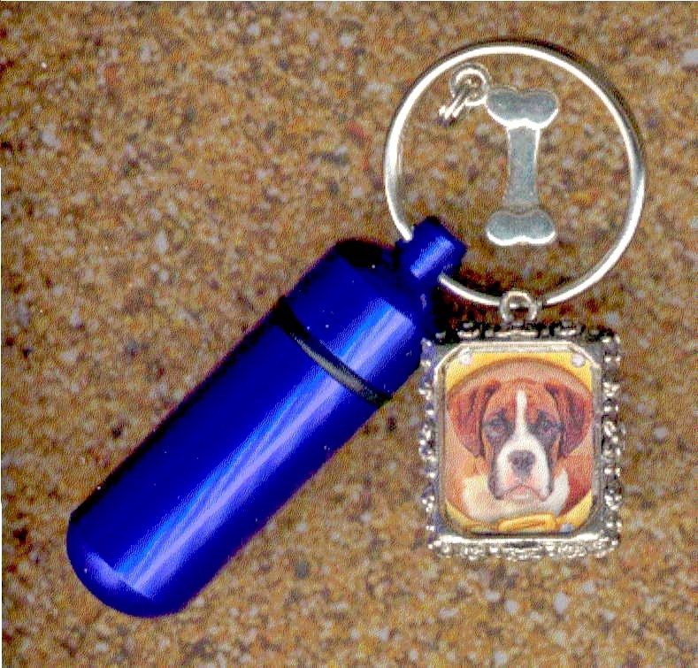 ES,Dog Bone,Dog Tag,Key Chain Urn,Feline,Pet Urns,Cat,Blue Urns,Small Urn