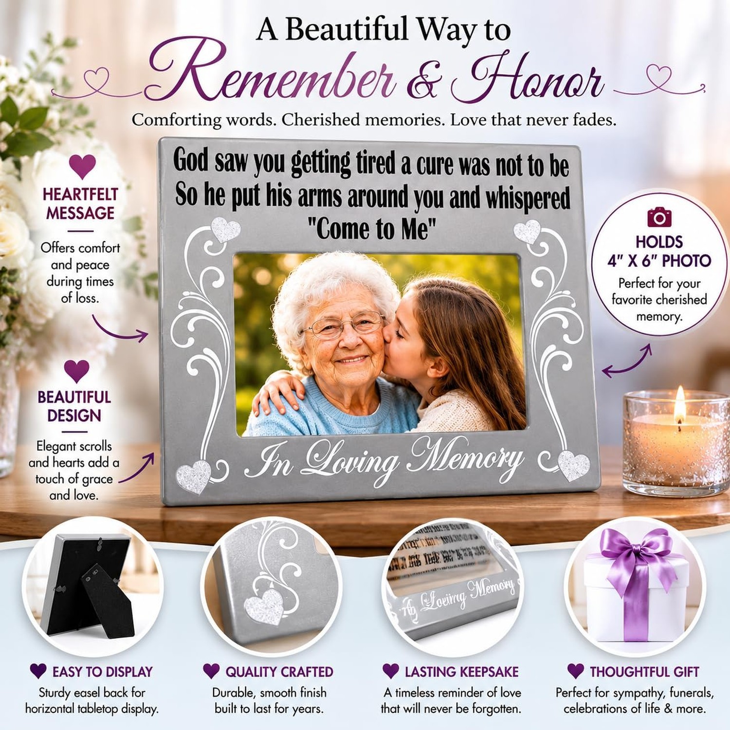 In Loving Memory Picture Frame for Loss of Loved One – Sympathy Memorial P
