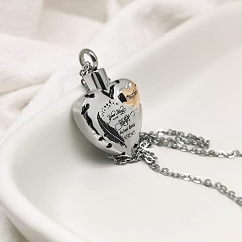 Heart Urn Necklace for Ashes Cremation Memorial Keepsake Angel wing 1-Mom