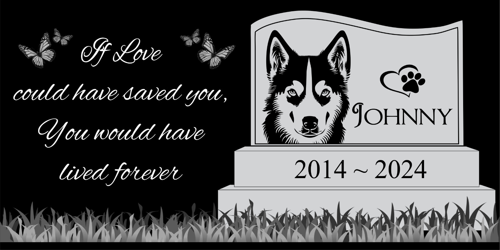 Pet memorial Engraved Marker, headstone Granite gravestone, Rottweiler dog