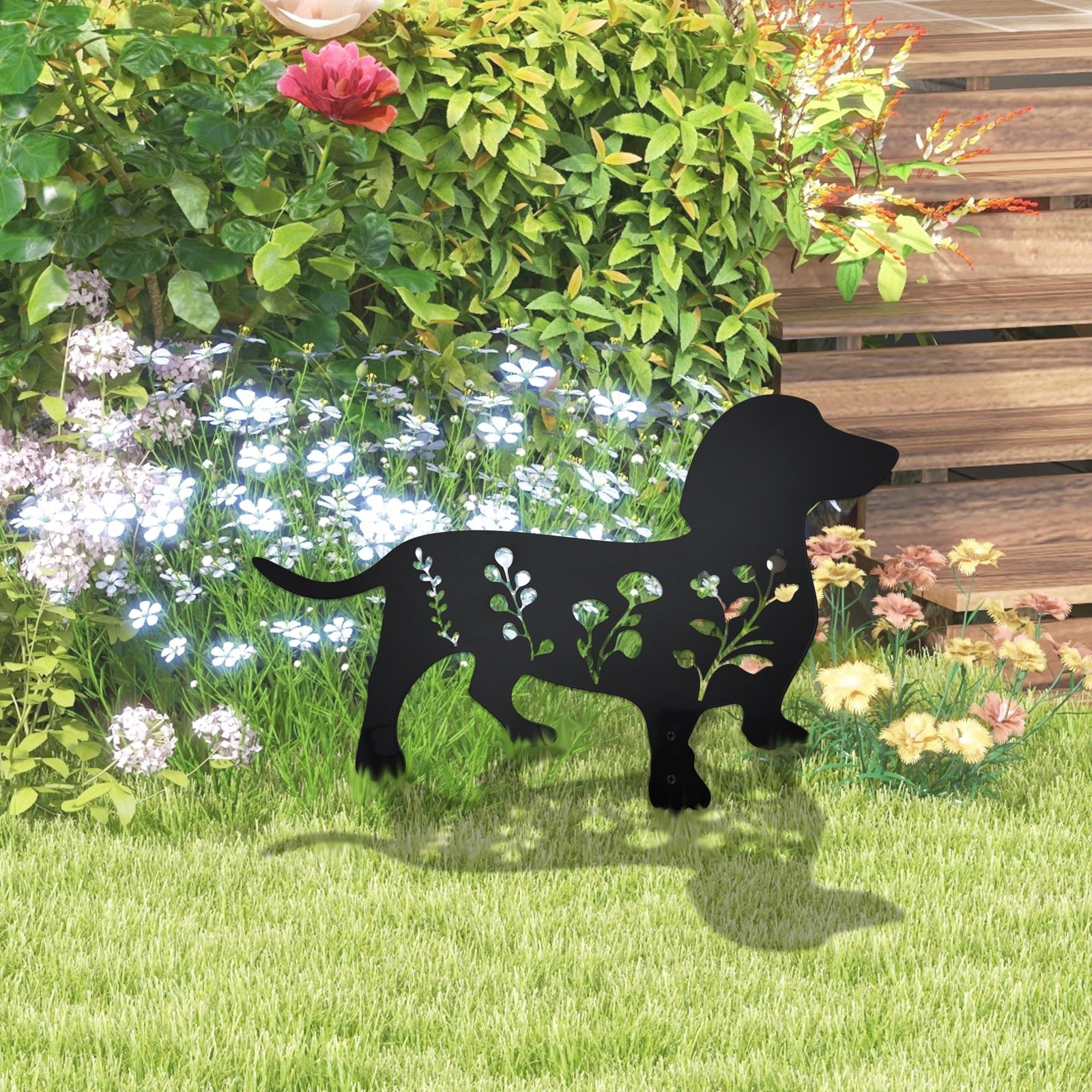 Dog Garden Stake – Unique Gift for Dog Lovers, Black Metal Outdoor Decor, Dur…
