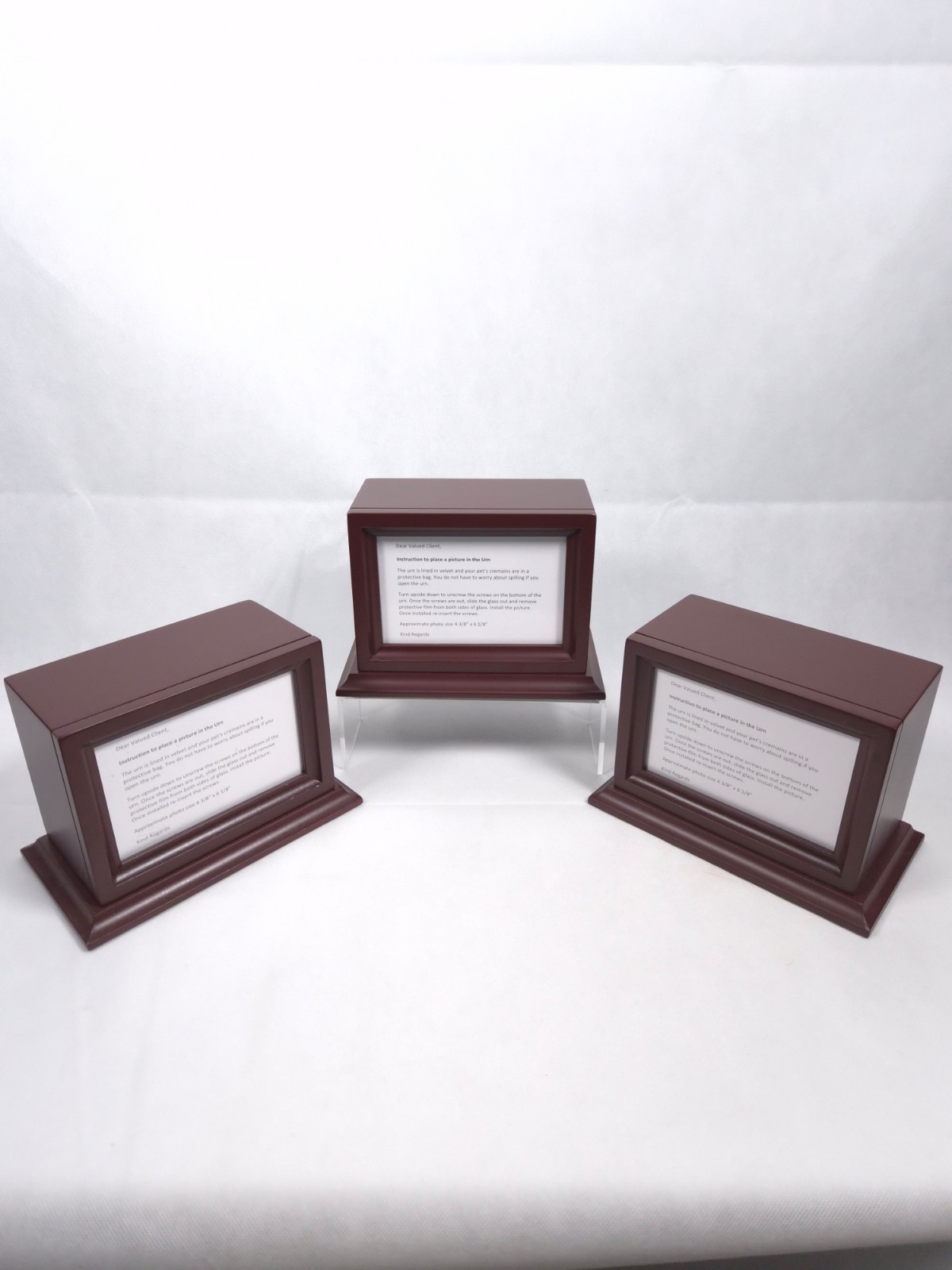 Pet Cremation URN Solid Wood Custom Photo Frame Velvet Lined for Pet up to 70Lbs