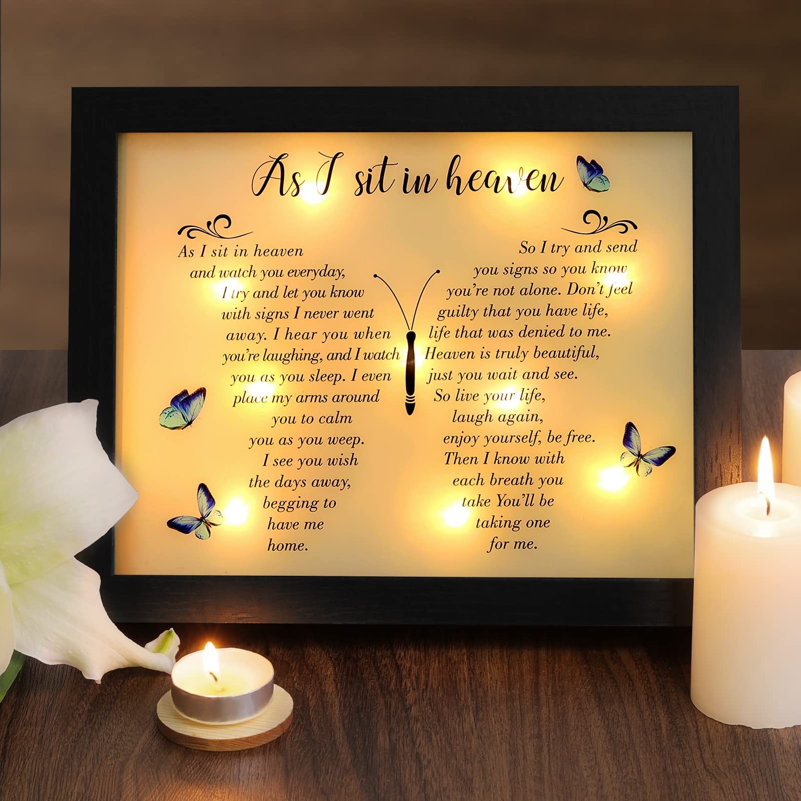 Memorial Gifts LED Shadow Box – Sympathy Gift in Memory of Loved One Gifts, R…